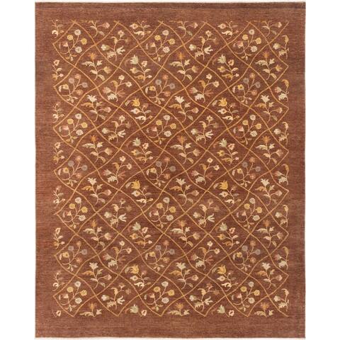 Hand-knotted Chobi Twisted Brown Wool Rug