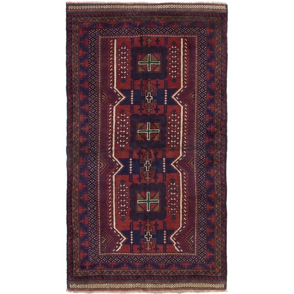 ECARPETGALLERY Hand-knotted Rizbaft Red Wool Rug - 3'5 x 5'11