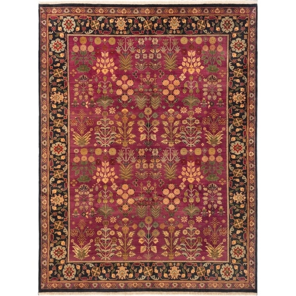 ECARPETGALLERY Hand-knotted Sultanabad Dark Magenta Wool Rug - 9'1 x 12'0