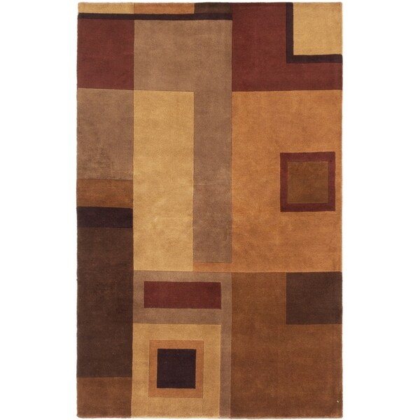 ECARPETGALLERY Hand-knotted Aurora Brown Wool Rug - 5'0 x 8'0