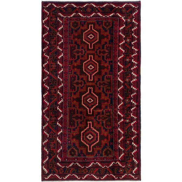 ECARPETGALLERY Hand-knotted Royal Baluch Red Wool Rug - 3'7 x 6'6