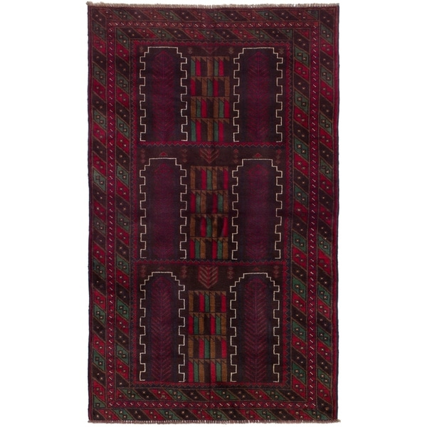 ECARPETGALLERY Hand-knotted Rizbaft Red Wool Rug - 3'11 x 5'10