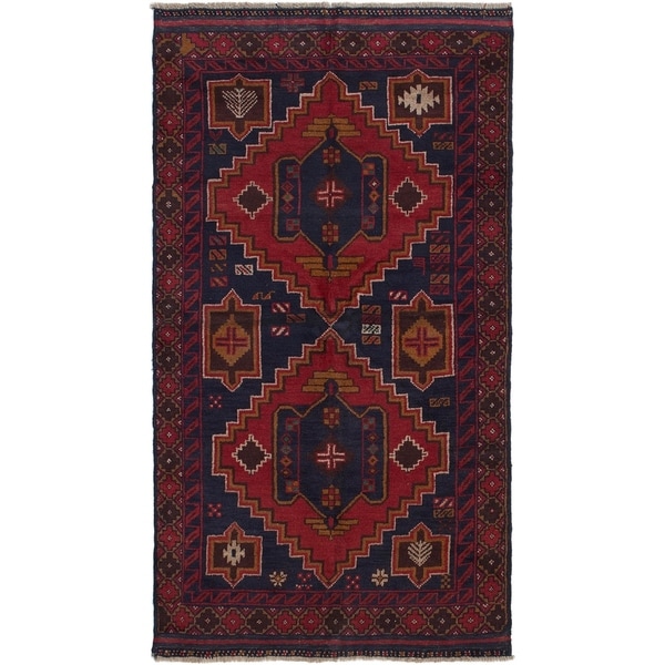 ECARPETGALLERY Hand-knotted Kazak Dark Copper, Dark Navy Wool Rug - 3'5 x 6'0