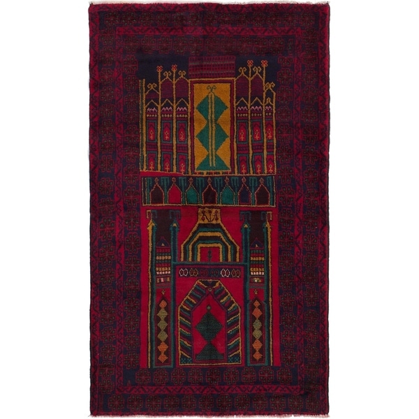 ECARPETGALLERY Hand-knotted Teimani Dark Red Wool Rug - 3'8 x 6'7