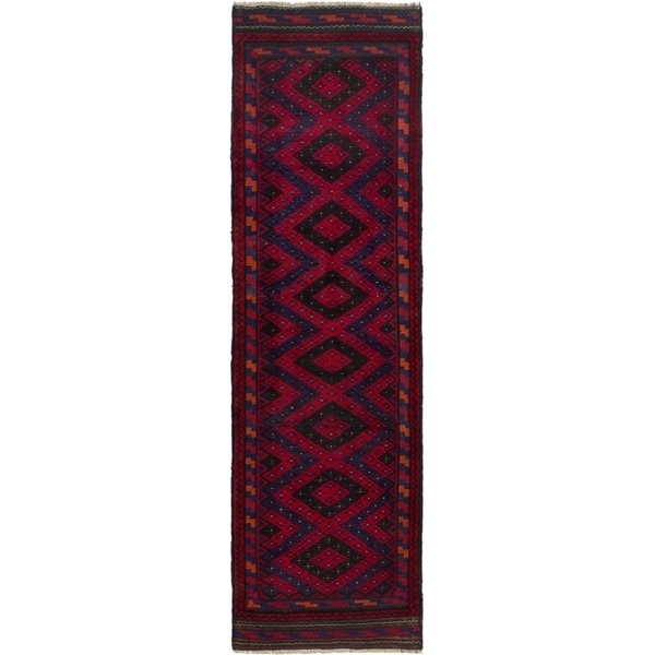 ECARPETGALLERY Hand-knotted Tajik Caucasian Red Wool Rug - 2'4 x 8'6