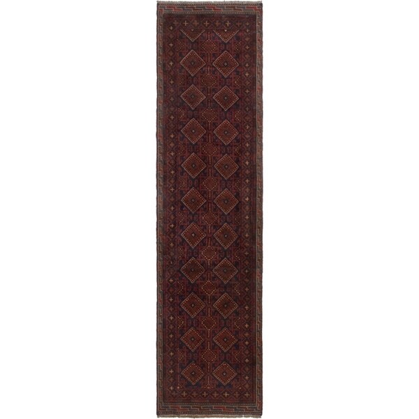 ECARPETGALLERY Hand-knotted Tajik Caucasian Dark Red Wool Rug - 2'1 x 8'9