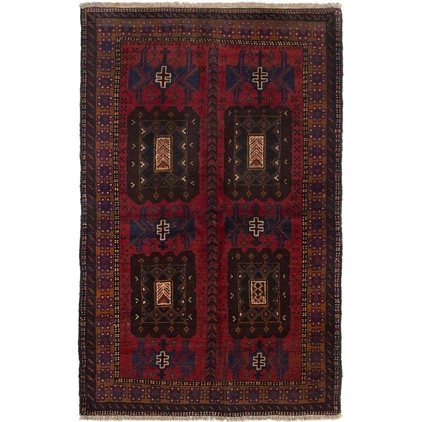 ECARPETGALLERY Hand-knotted Teimani Red Wool Rug - 3'8 x 6'0