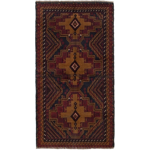 ECARPETGALLERY Hand-knotted Kazak Light Brown, Red Wool Rug - 3'3 x 6'2