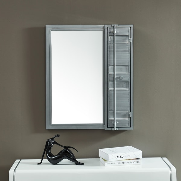 Carbon Loft Woolf Metal Wall Mirror with Cabinet