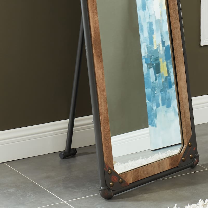 Revo Industrial Black 72-inch Free Standing Mirror by Furniture of America