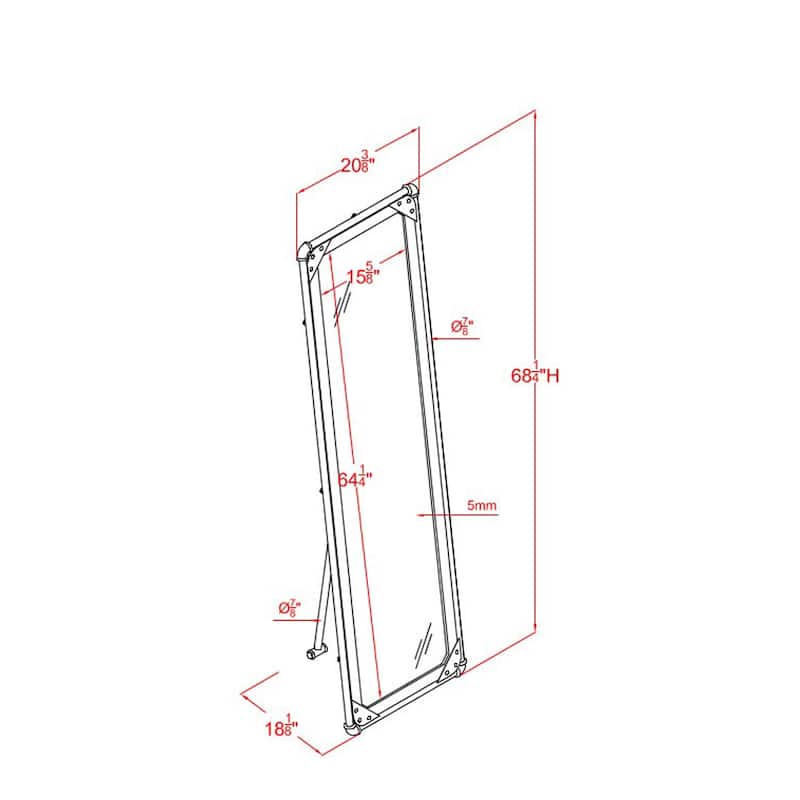 Revo Industrial Black 72-inch Free Standing Mirror by Furniture of America