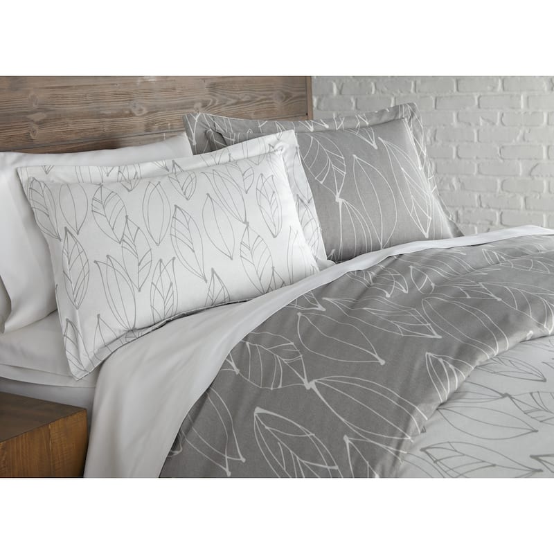 Vilano Choice Premium Modern Foliage Duvet Cover and Sham Set - Grey - Full - Queen