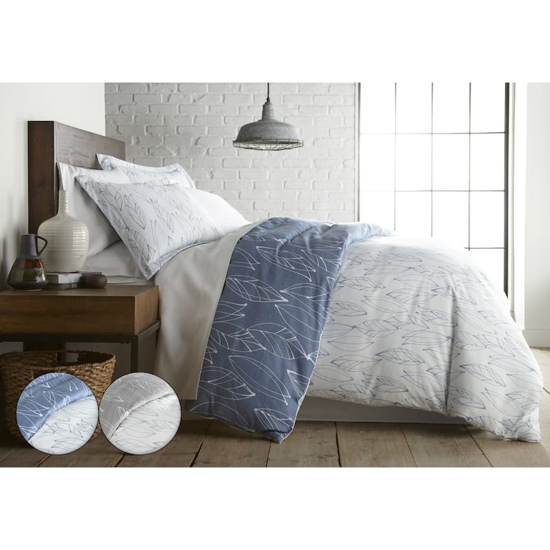 Vilano Choice Premium Modern Foliage Duvet Cover and Sham Set - Blue - Full - Queen