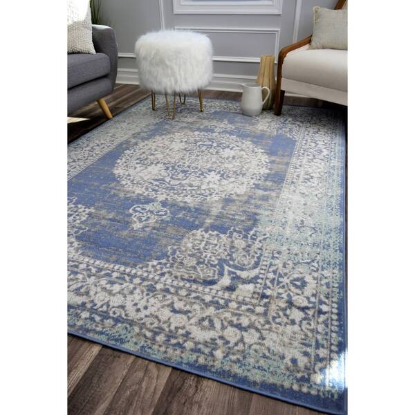 The Curated Nomad Ingleside Cerulean Vintage Transitional Rug On Sale