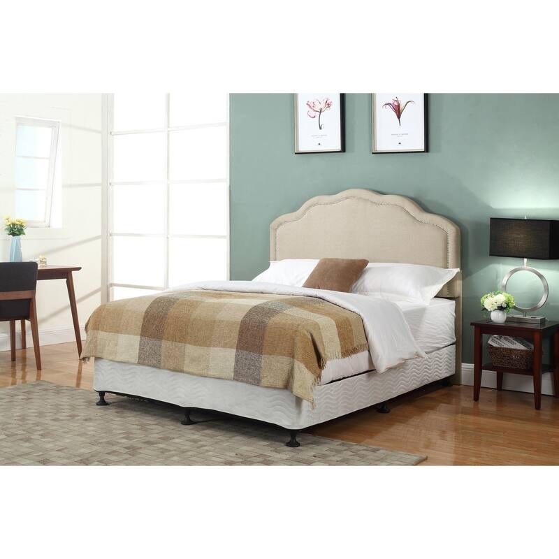 Renee Fabric-upholstered Panel Headboard with Nailhead Trim
