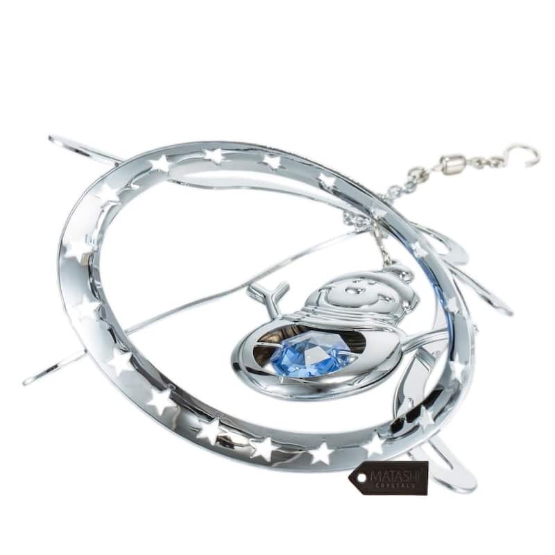 Chrome Plated Silver Snowman in Bell Holiday Ornament by Matashi