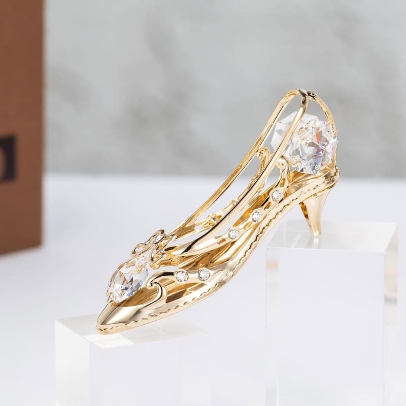 24K Gold Plated Crystal Studded Lady Shoe Ornament by Matashi
