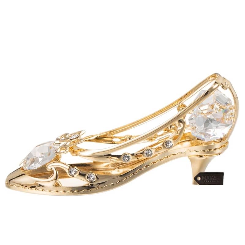 24K Gold Plated Crystal Studded Lady Shoe Ornament by Matashi