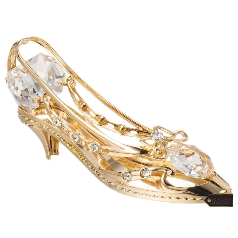 24K Gold Plated Crystal Studded Lady Shoe Ornament by Matashi