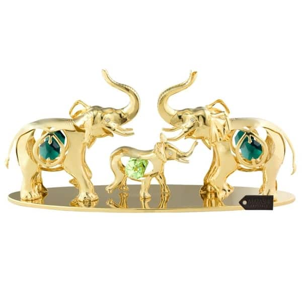 Matashi 24K Gold Plated Crystal Studded Family of Elephants Ornaments ...