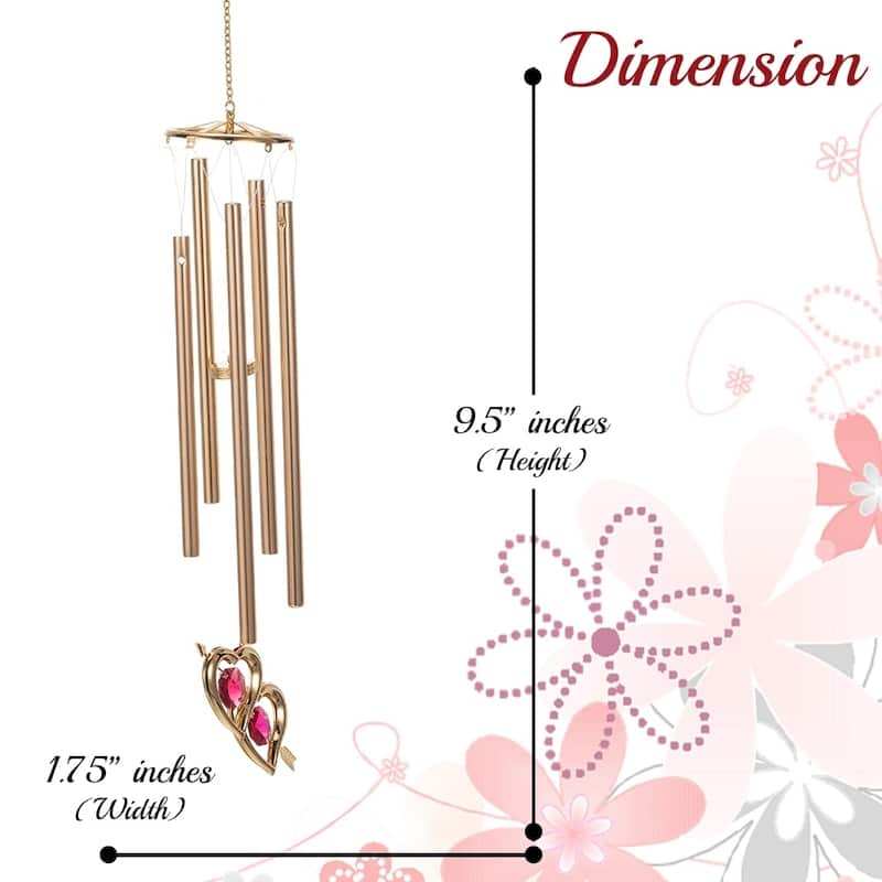 24K Gold Plated Crystal Studded Double Heart With Arrow Wind Chime by Matashi