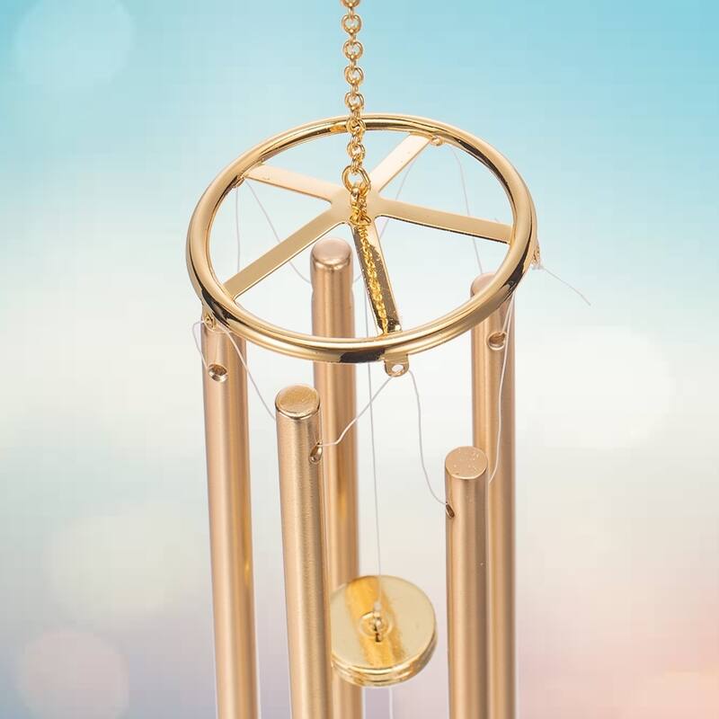 24K Gold Plated Crystal Studded Double Heart With Arrow Wind Chime by Matashi