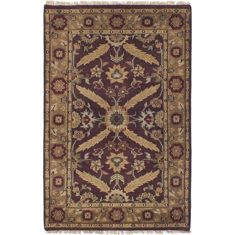 Hand-knotted Royal Mahal Burgundy Wool Rug