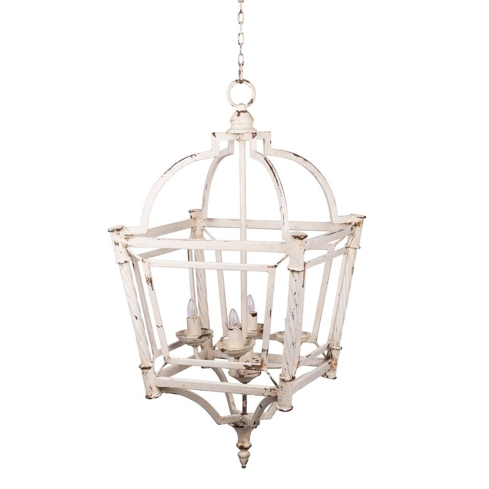 Classic Vintage Antique White Bird Cage Chandelier - Chandeliers For Bedrooms by Overstock.com
