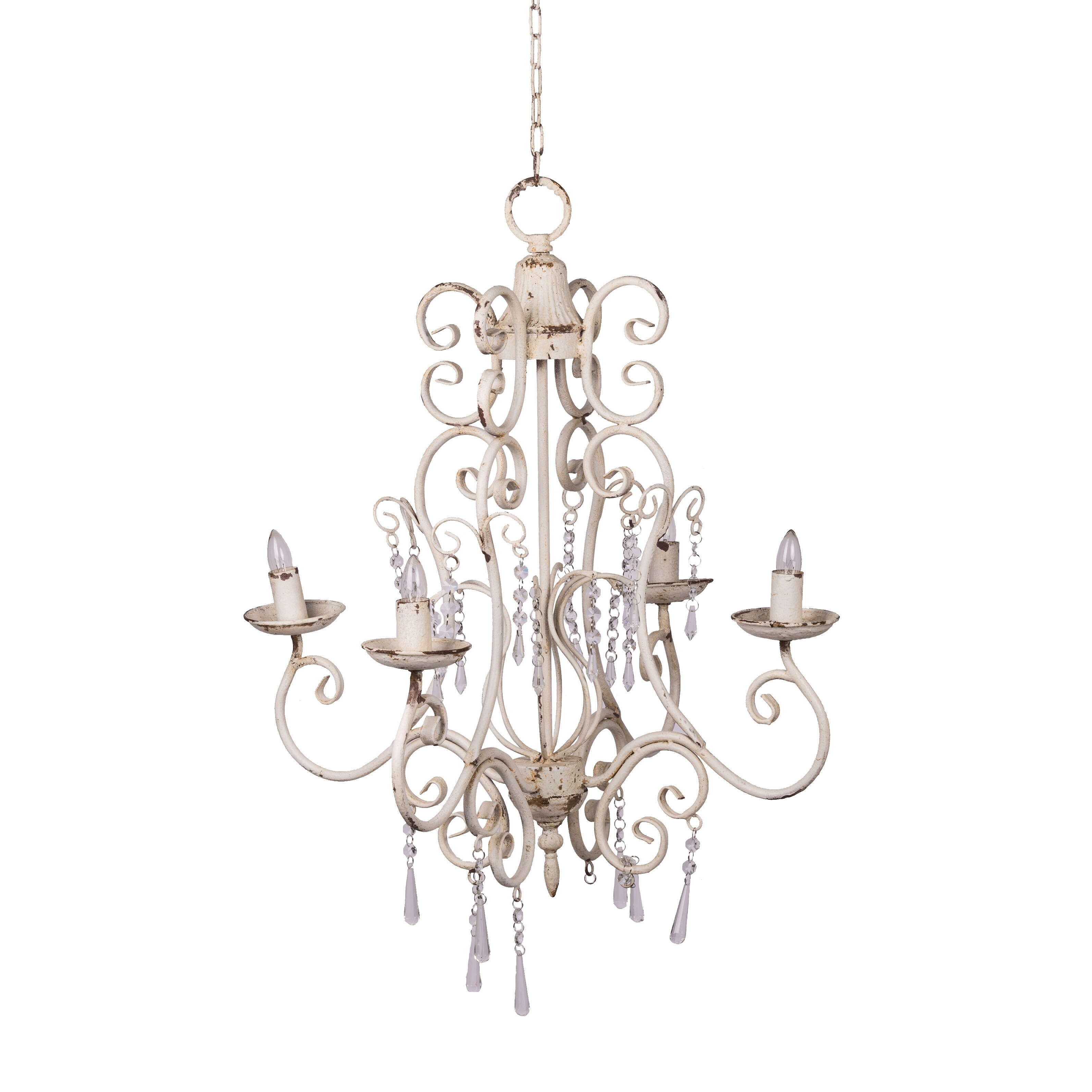 Vintage 4-light White Wash Glamour Chandelier - Chandeliers For Bedrooms by Overstock.com