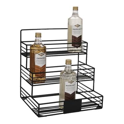 Mind Reader Alloy Collection, 3-Tier Bottle Stand, Countertop Organizer, Metal, Black