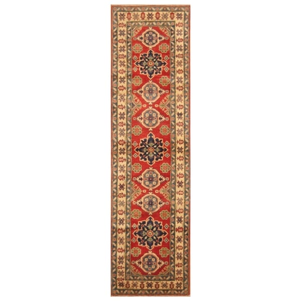 Handmade Kazak Wool Rug (Afghanistan) - 2'9 x 10'1