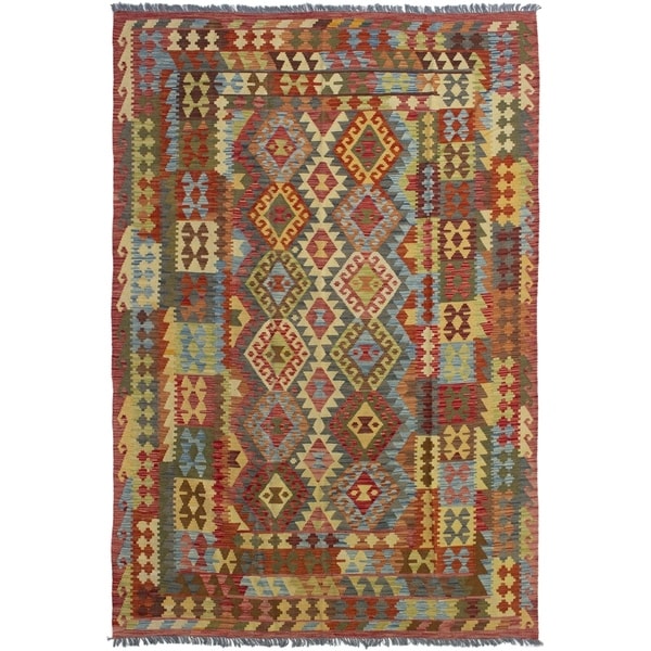 ECARPETGALLERY Flat-weave Kashkoli FW Red Wool Kilim - 6'7 x 9'8