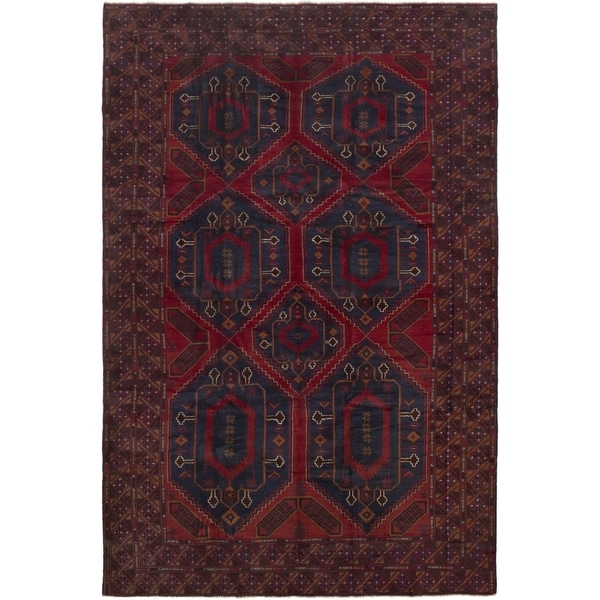 ECARPETGALLERY Hand-knotted Rizbaft Red Wool Rug - 6'4 x 9'10