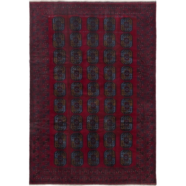 ECARPETGALLERY Hand-knotted Teimani Red Wool Rug - 6'4 x 9'3