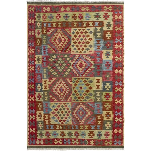 ECARPETGALLERY Flat-weave Hereke FW Red Wool Kilim - 6'3 x 9'10