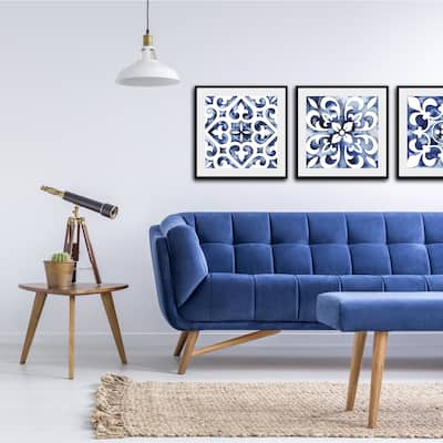 Cobalt Tile VI Framed Print - Blue