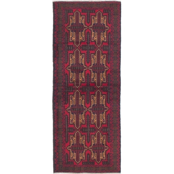 ECARPETGALLERY Hand-knotted Teimani Red Wool Rug - 2'7 x 6'9