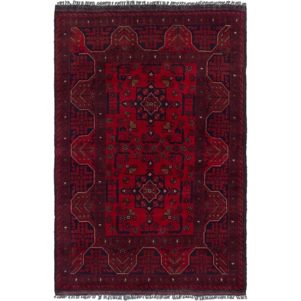 ECARPETGALLERY Hand-knotted Finest Khal Mohammadi Dark Red Wool Rug - 3'3 x 4'10
