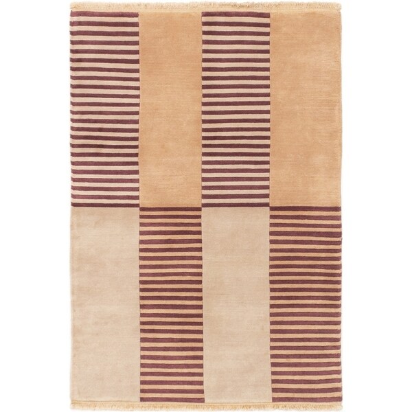 ECARPETGALLERY Hand-knotted Aurora Beige Wool Rug - 4'1 x 5'10
