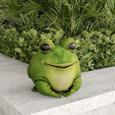 Frog Statue-Resin Chubby Animal Figurine by Pure Garden