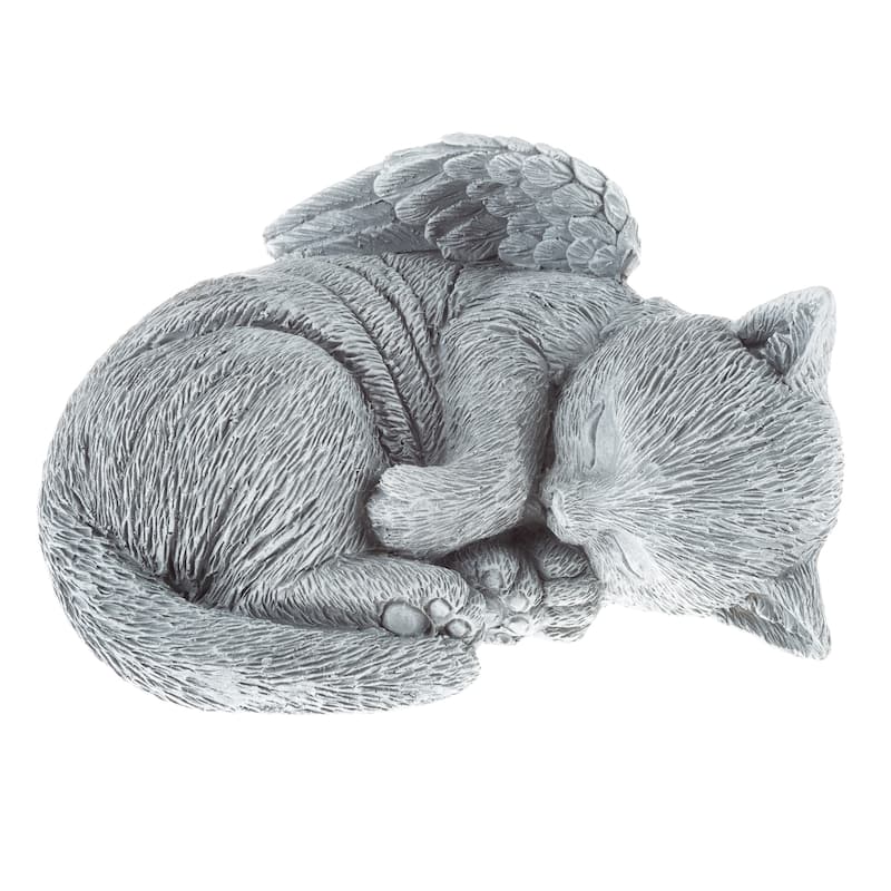 Cat Memorial Stone - Peaceful Sleeping Kitten Angel Statue - Pet Sympathy Gift by Pure Garden (Gray)