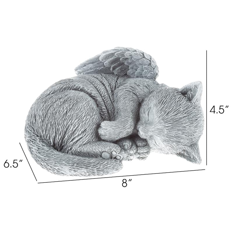 Cat Memorial Stone - Peaceful Sleeping Kitten Angel Statue - Pet Sympathy Gift by Pure Garden (Gray)