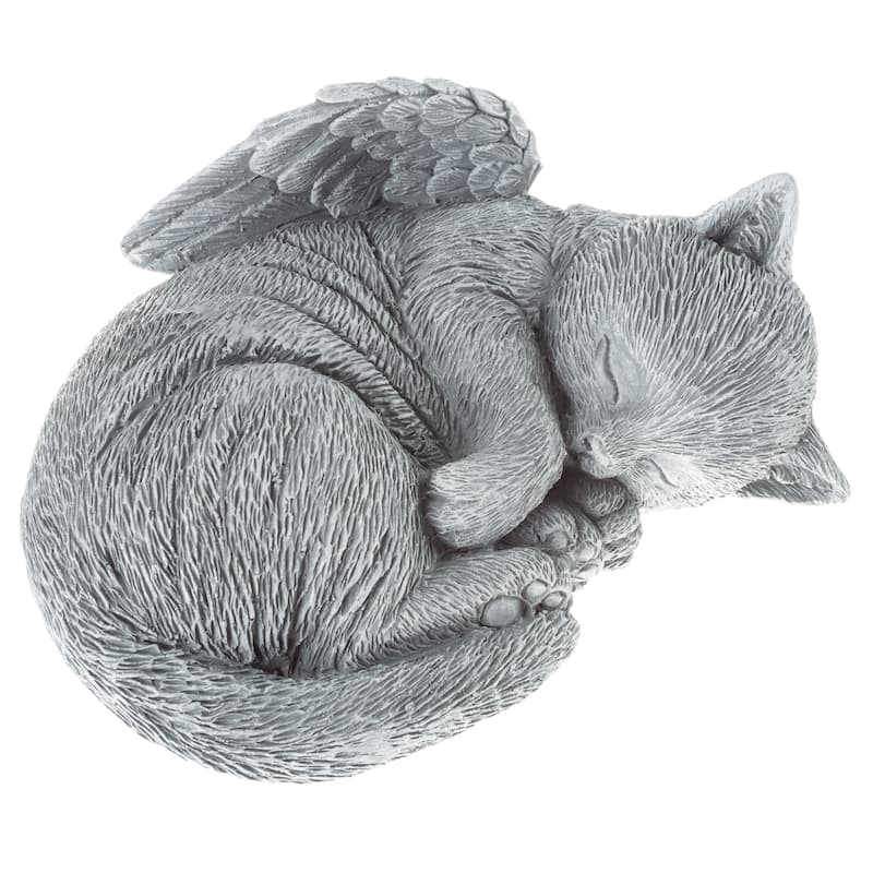 Cat Memorial Stone - Peaceful Sleeping Kitten Angel Statue - Pet Sympathy Gift by Pure Garden (Gray)