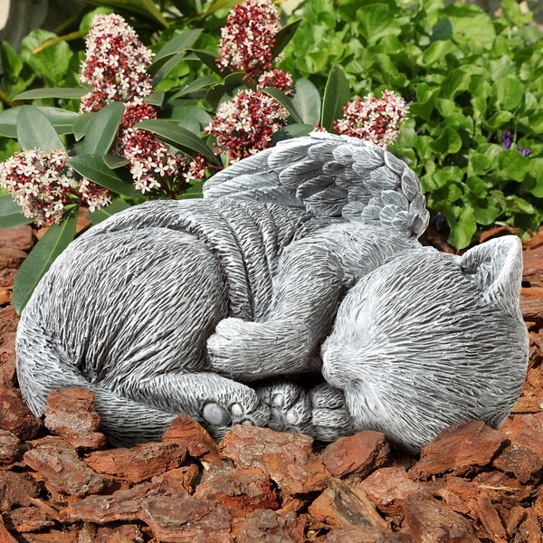 Pet Memorial Statue-Sleeping Angel Cat Remembrance by Pure Garden - On ...