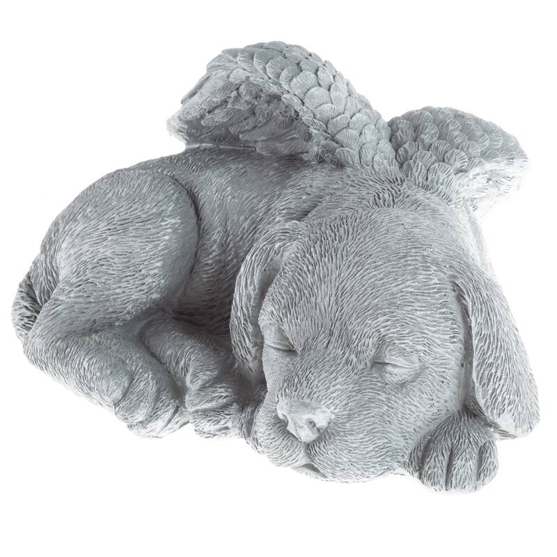 Dog Memorial Stone - Sleeping Angel Puppy Keepsake Sculpture - Resin Grave Marker Figurine by Pure Garden (Stone)