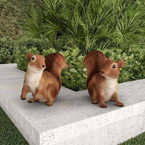 Squirrel Statues-Resin Animal Figurines by Pure Garden (Set of 2)