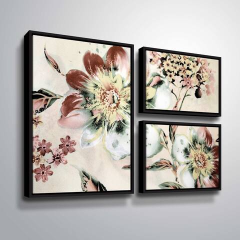 ArtWall 'Summer Flower' 3 Piece Floater Framed Canvas Flag Set