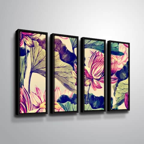 ArtWall 'Water Lily' 4 Piece Floater Framed Canvas Set