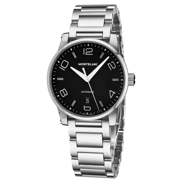 Shop Mont Blanc Men's 110339 'Timewalker' Black Dial Stainless Steel