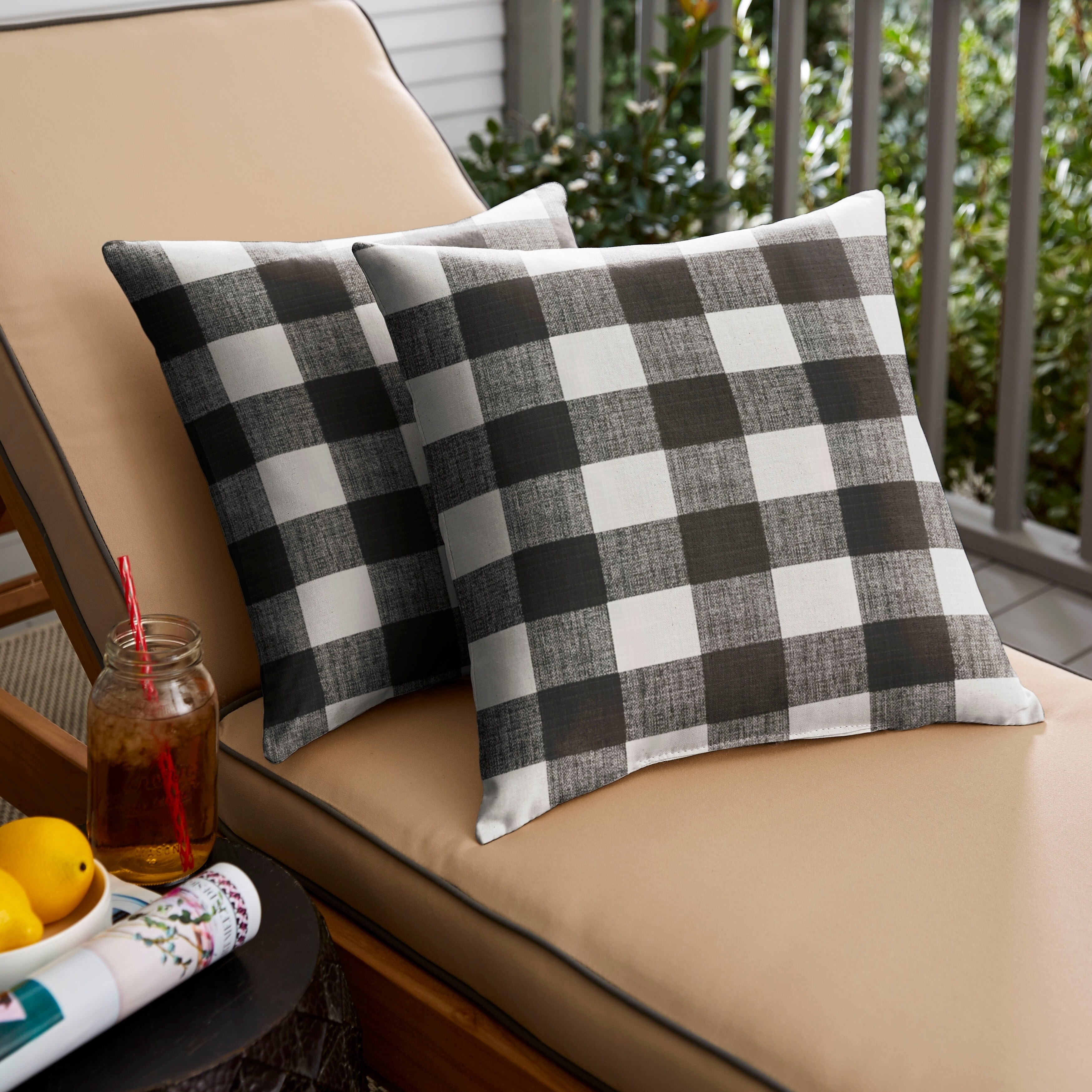 black buffalo plaid outdoor cushions